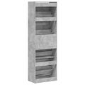 vidaXL Botník so 4 výklopnými zásuvkami betónový sivý 60x34x187,5 cm