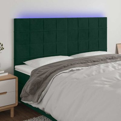 vidaXL Čelo postele s LED tmavozelené 160x5x118/128 cm zamat