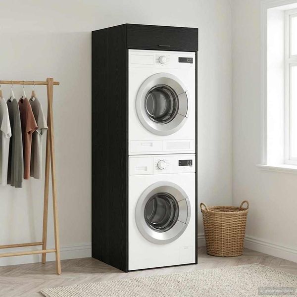 vidaXL Kabinet na práčku s úložiskom Čierny dub 67,5 x 68 x 200 cm