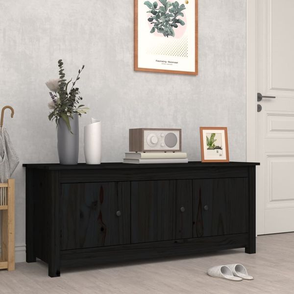 vidaXL Skrinka na topánky čierna 110x38x45,5 cm masívna borovica