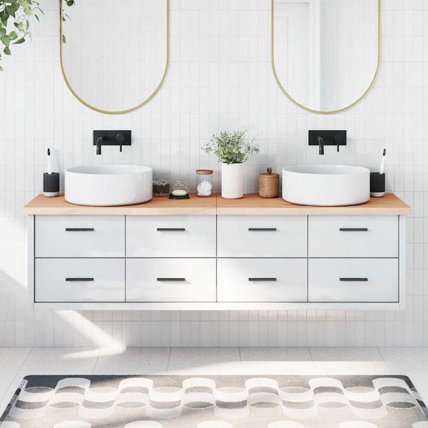 vidaXL Kúpeľňová doska 180x30x(2-4) cm neošetrený masív