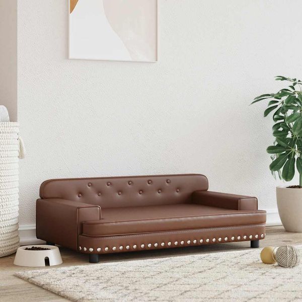 vidaXL Pelech pre psa hnedý 90x53x30 cm umelá koža