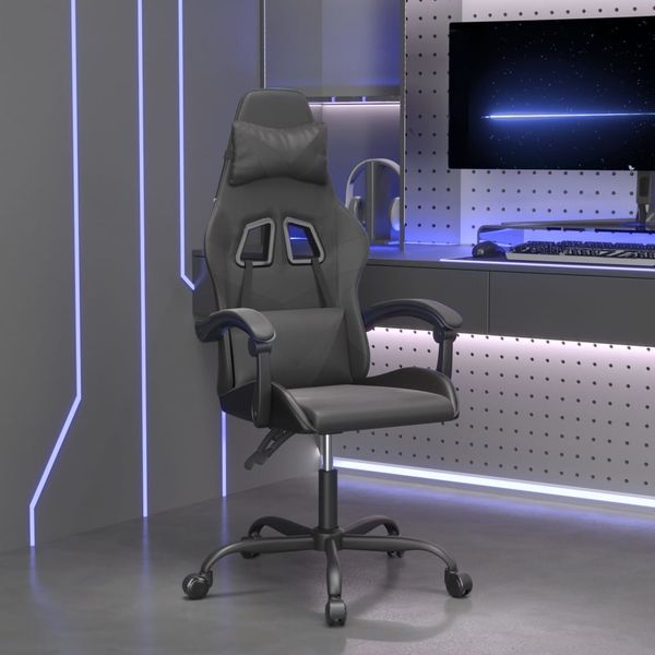 vidaXL Otočná herná stolička čierna umelá koža