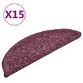 vidaXL Schodové rohože 15 ks 56x17x3 cm tmavo fialové polkruhové