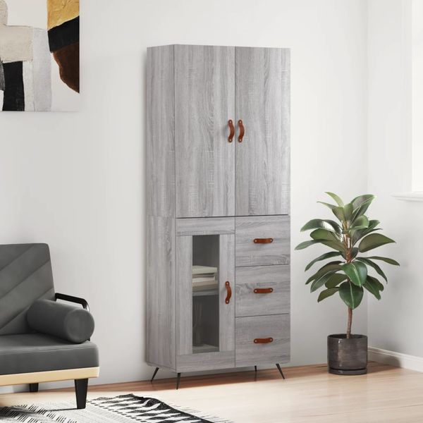 vidaXL Vysoká skrinka sivý dub sonoma 69,5x34x180 cm spracované drevo