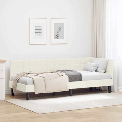 vidaXL Rohový rám postele s čelnou doskou Krémová 80 cm x 200 cm Zamat
