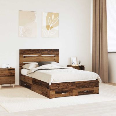 vidaXL Rám postele Staré drevo 135 x 190 cm Kompozitné drevo