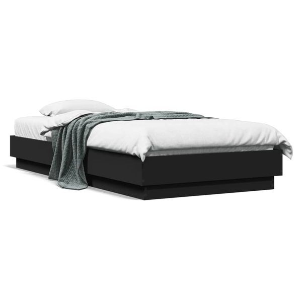 vidaXL Posteľný rám s LED svetlami čierny 75x190 cm
