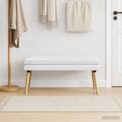 vidaXL Dvojvrstvová lavica Biela 110 x 40 x 47 cm Látka