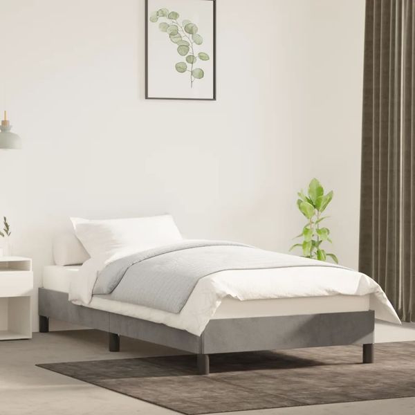 vidaXL Posteľ bez matraca bledosivý 100x200 cm zamat