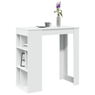 vidaXL Barový stôl s policami biely 102x50x103,5 cm kompozitné drevo