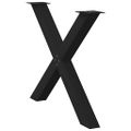vidaXL Nohy k jedálenskému stolu v tvare X, 3 ks, čierne, 90 x (72-73) cm, oceľové