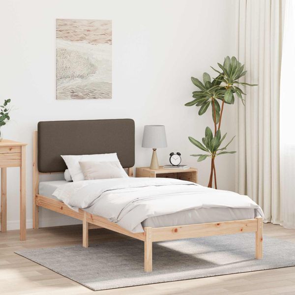 vidaXL Rám postele s čalúneným čelom Sivohnedá 90 x 200 cm