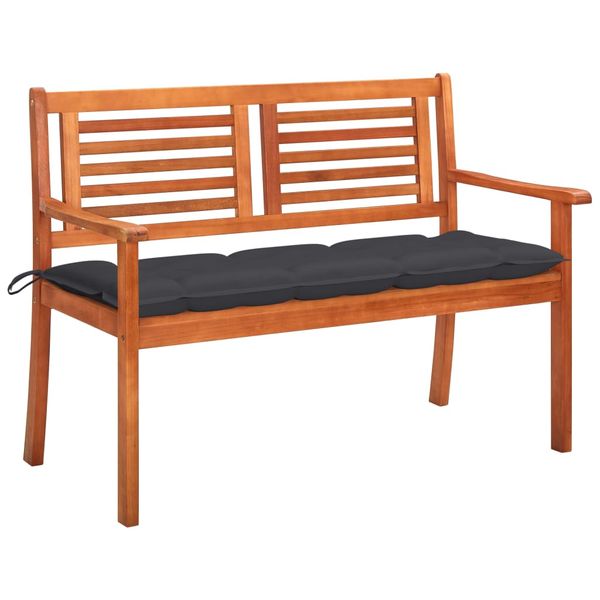 vidaXL 2-miestna záhradná lavica s vankúšom 120 cm eukalyptový masív