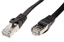 FTP patchkabel kat. 6, plochý, černý, 3m