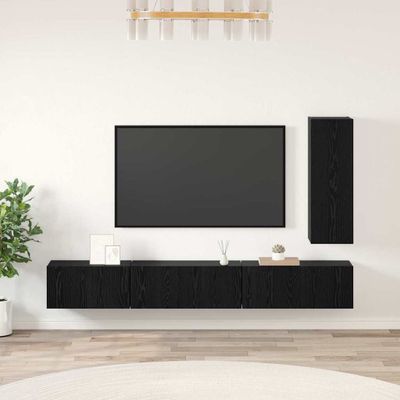 vidaXL Zostava TV skriniek Nástenný 4 pcs Čierny dub Kompozitné drevo