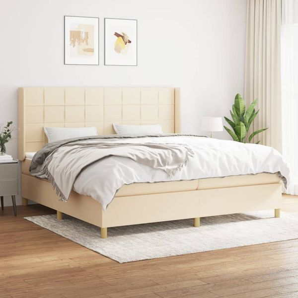 vidaXL Boxspring posteľ s matracom krémová 200x200 cm látka