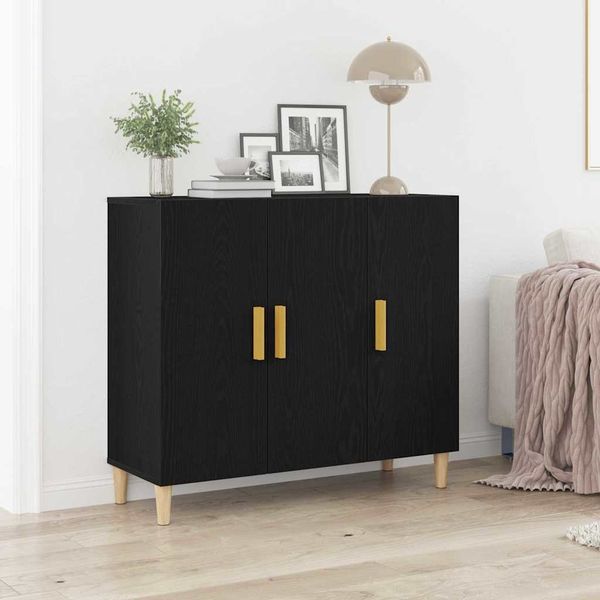 vidaXL Servírovacia skriňa Čierny dub 90 x 34 x 80 cm Kompozitné drevo