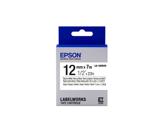 Epson Label Cartridge Vinyl LK-4WBVN Black/White 12mm (7 metrov)