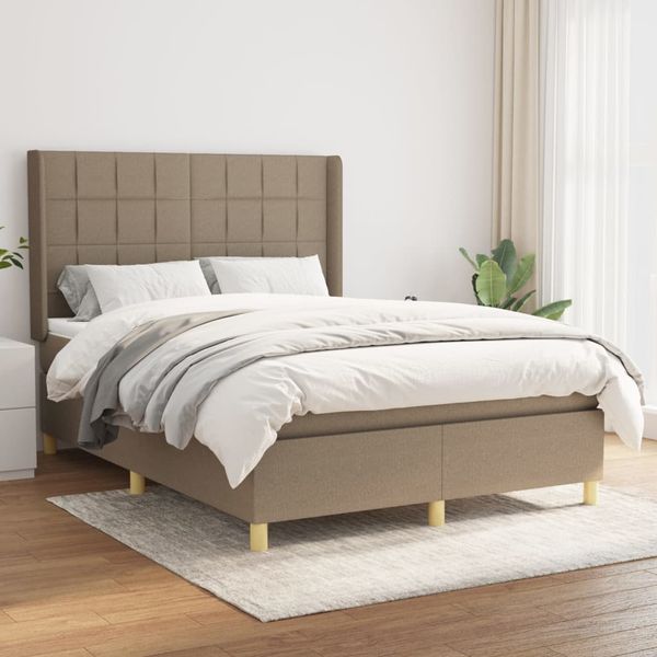 vidaXL Boxspring posteľ s matracom sivohnedý 140x190 cm látka