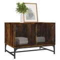 vidaXL Konferenčný stolík sklenené dvierka dymový dub 68,5x50x50 cm