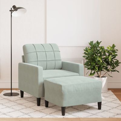 vidaXL Kreslo s podnožkou bledosivé 60 cm zamat