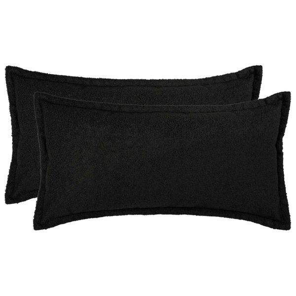 vidaXL Poťah na podložku 2 pcs HOUTEN Čierna 40 x 70 cm Bouclé