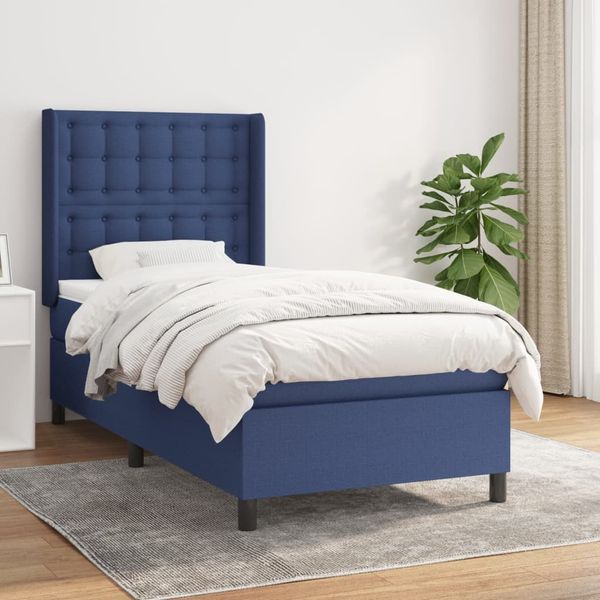 vidaXL Posteľný rám boxsping s matracom modrý 80x200 cm látka