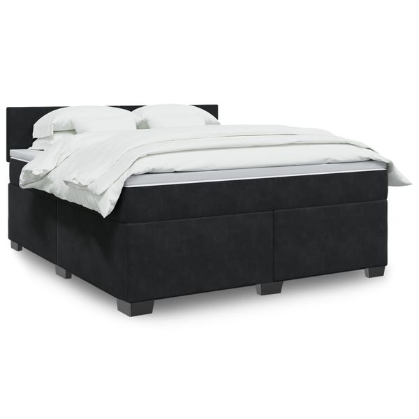 vidaXL Posteľný rám boxspring s matracom čierny 180x200 cm zamat