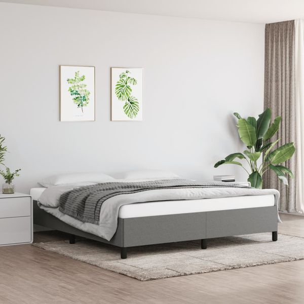 vidaXL Posteľ bez matraca tmavosivá 180x200 cm látka