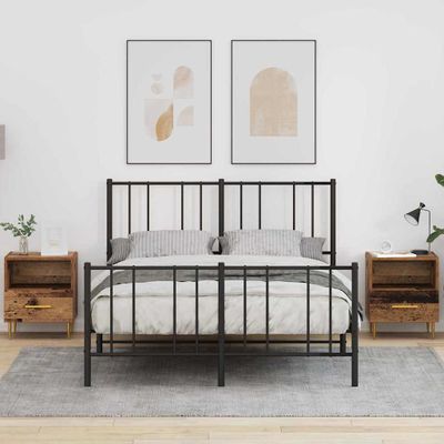 vidaXL Nočný stolík so zásuvkou 2 pcs Staré drevo 40 x 35 x 47,5 cm