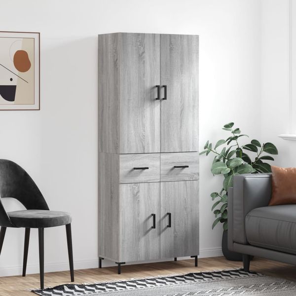 vidaXL Vysoká skrinka sivý dub sonoma 69,5x34x180 cm spracované drevo