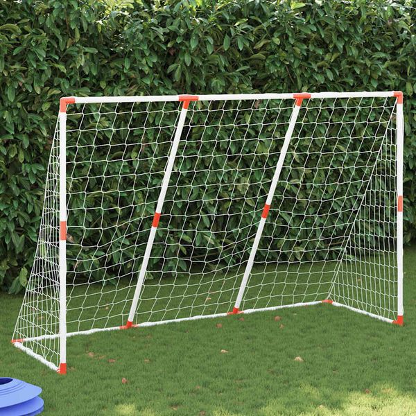 vidaXL Detské futbalové bránky s loptami 2v1 biele 184x64x124 cm
