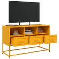 vidaXL TV skrinka horčicovožltá 100,5x39x60,5 cm oceľ