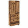 vidaXL Highboard Staré drevo 69,5 x 34 x 180 cm Kompozitné drevo