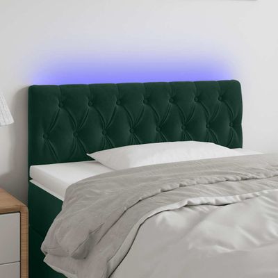vidaXL Čelo postele s LED tmavozelené 90x7x78/88 cm zamat