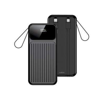 Power banka Maxlife so zabudovanými káblami MXPB-06 PD QC 22,5W 10000 mAh čierna