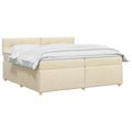 vidaXL Posteľ boxspring s matracom Krémová 200 x 200 cm Látka