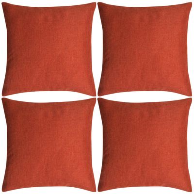 vidaXL Návliečky na vankúše, 4 ks, plátený vzhľad, tehlové, 40x40 cm