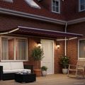 vidaXL Ručná vysúvacia markíza s LED Burgundská a biela 4,5 × 3 m