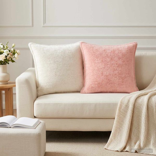 vidaXL Poťah na podložku 6 ks HOUTEN Ružová 55 x 55 cm Umelá králičia