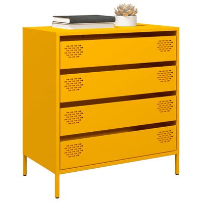 vidaXL Komoda horčicovožltá 68x39x73,5 cm oceľ valcovaná za studena
