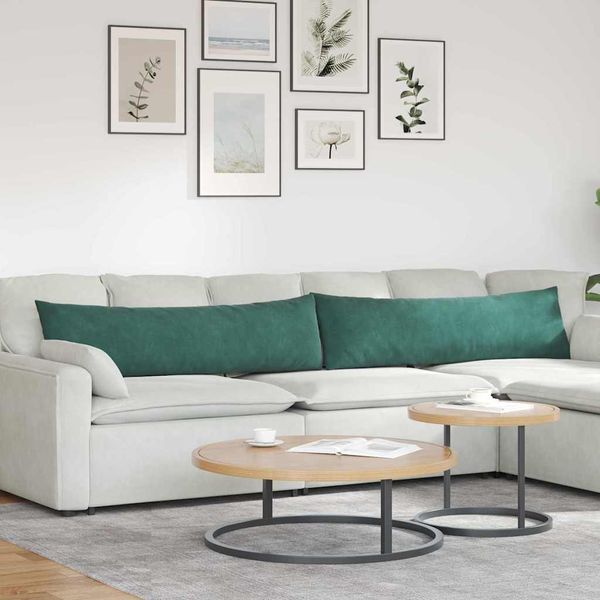 vidaXL Vankúše na pohovku 2 pcs Tmavozelená 145 x 40 cm