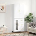 vidaXL Vysoká skrinka lesklá biela 69,5x34x180 cm spracované drevo