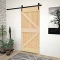 vidaXL Posuvné dvere 80 x 210 cm Borovicový masív Prírodná a čierna