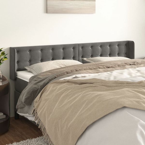 vidaXL Čelo postele so záhybmi tmavosivé 203x16x78/88 cm zamat