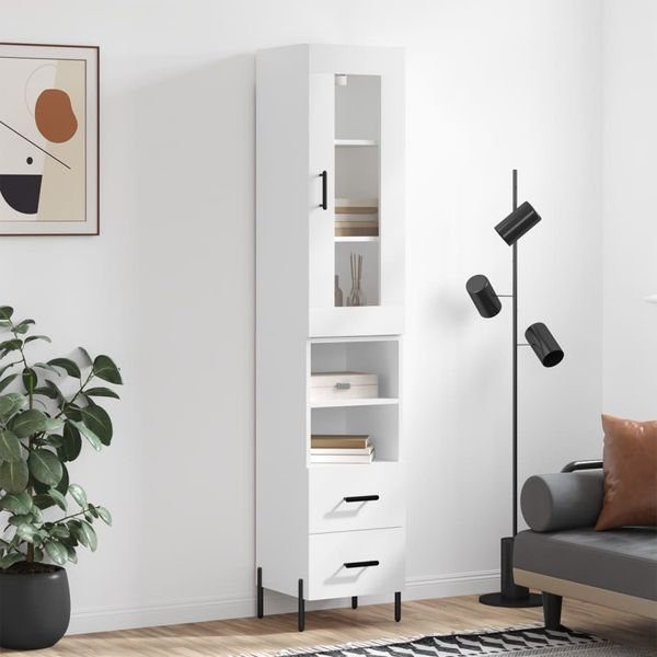 vidaXL Vysoká skrinka biela 34,5x34x180 cm spracované drevo