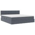 vidaXL Úložná posteľ s čelnou doskou Tmavo šedá 180 x 200 cm Zamat