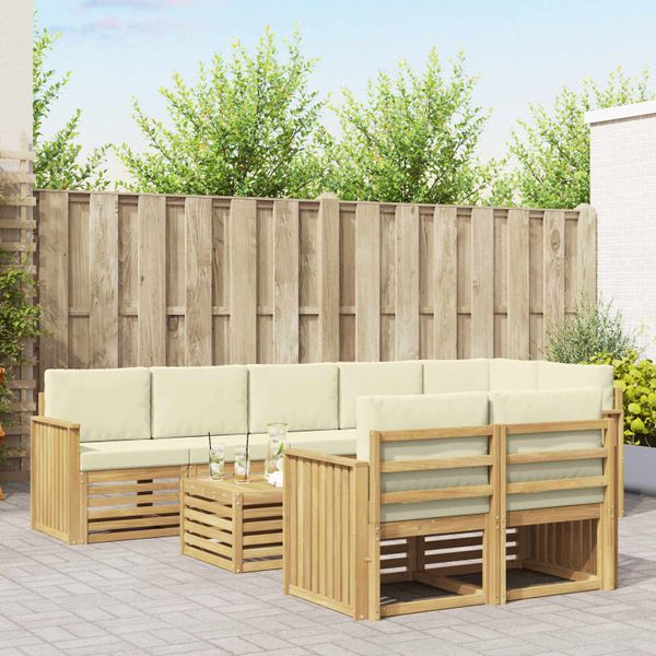 vidaXL Záhradná súprava gaučov 9 pcs Biela a krémová 59 x 59 x 37 cm