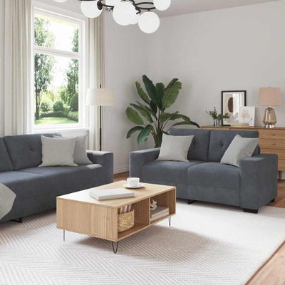 vidaXL Sada pohoviek 3 pcs Tmavo šedá 221 x 80 x 80 cm Zamat
